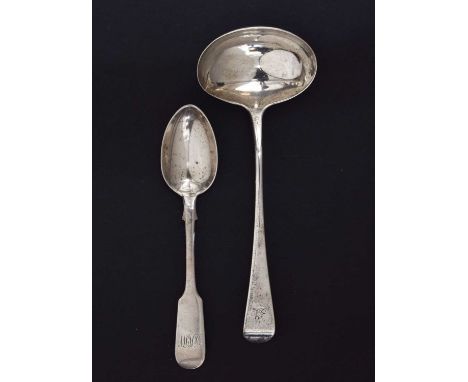 George III silver Old English pattern sauce ladle, sponsor's mark of Richard Crossley, London 1795, and a Victorian Scottish 