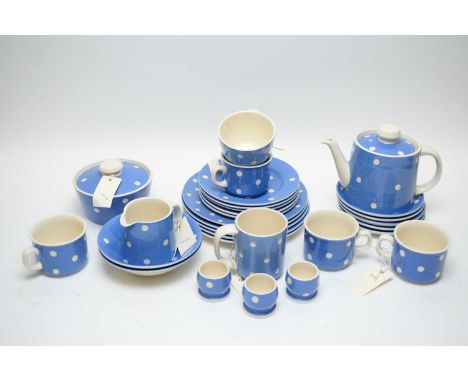 A Cloverleaf blue and white 'Polka-dot' pattern earthenware tea service.