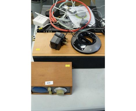 A JDL iPod speaker dock; a Cambridge audio DVD player; a Pioneer audio/video multi-channel receiver; a Gale speaker; and a Ti