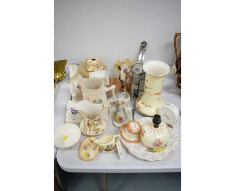 A selection of household ceramics, including: a Pooleware butter dish; and a pair of Bursley ware pockets by Charlotte Rhead;