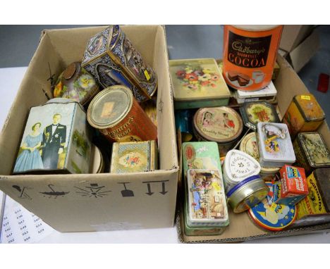 A selection of vintage and modern tins, brands to include: Pullmans, Cadburys, McIntosh, Jacobs, Fortnum &amp; Mason, Oxo, an