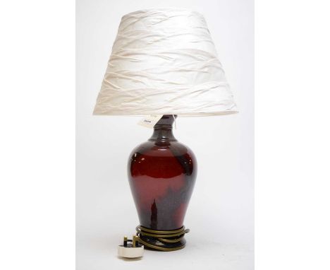 A Royal Doulton Burslem Artwares Peking lamp base, number 144/250, with cream shade, 48cms high.