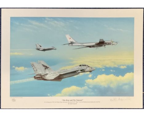 WWII Signed Keith Aspinall Colour Print Titled The Bear And The Tomcats 104 of 500 Signed by The Artist, Measures Approx 12 x