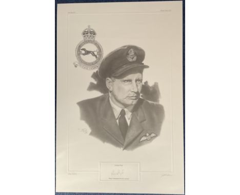 WWII Wing Commander Rod Learoyd VC Signed on 816 of 1000 Black and White Print of Learoyd. Also Signed by the Artist JG Keck.