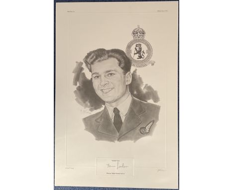 WW2 Warrant Officer Norman Jackson VC Signed on 962/1000 Black and White Print of Norman Jackson VC. Also Signed by the Artis