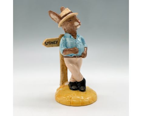This Royal Doulton Bunnykins figurine, titled Sydney, is part of the Australian Heritage Series and was issued in 1999. It de