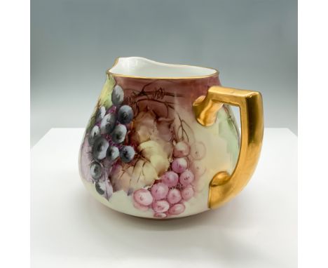 Exquisite Z. S. &amp; Co. Bavaria porcelain pitcher featuring a hand-painted design of multicolored grapes with intricate sha