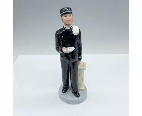 Handmade and hand decorated glossy figure from the Professions Series that depicts a man dressed in his all black uniform dut