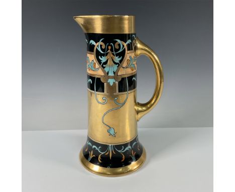 A striking Pickard hand painted water pitcher designed by Robert Hessler, this piece exudes Art Nouveau elegance with its int