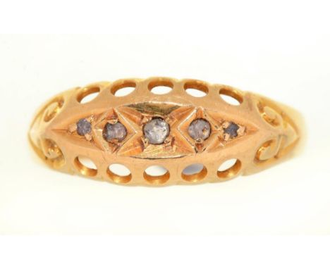 A  ROSE CUT DIAMOND RING, IN 18CT GOLD, CHESTER 1908, 1.5G, SIZE M++IN GOOD CONDITION, WITH LIGHT WEAR CONSISTENT WITH AGE 