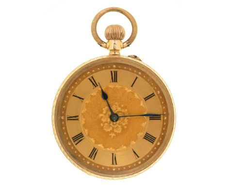 A FOLIATE ENGRAVED GOLD LADY'S WATCH, MARKED 14K, NO 108827, 30G++IN GOOD CONDITION, WITH LIGHT WEAR CONSISTENT WITH AGE