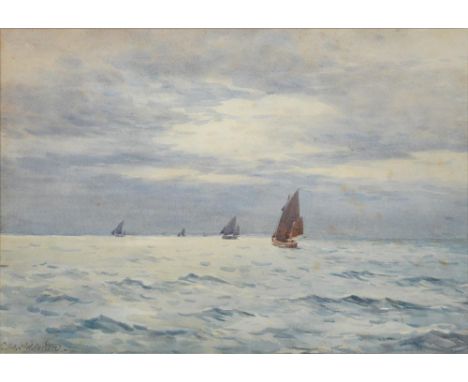 C. W. ADDERTON, SEASCAPE, SIGNED, WATERCOLOUR, 23 X 44CM