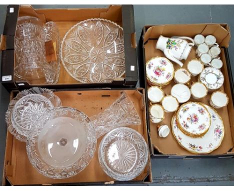 MISCELLANEOUS CERAMICS AND GLASSWARE, INCLUDING A TUSCAN PART COFFEE SERVICE AND A HAMMERSLEY TEA SERVICE 