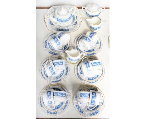 A COALPORT BONE CHINA REVELRY PATTERN TEA SERVICE, PRINTED MARK