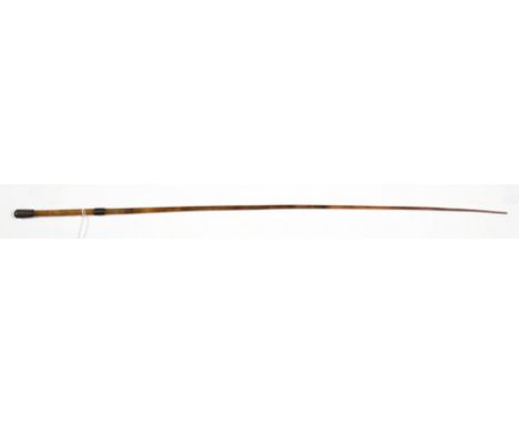 A HORN WHIP WITH PLAITED SILVER WIRE POMMEL, 66CM L, LATE 19TH C