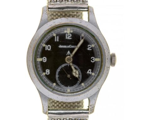 A JAEGER LECOULTRE 'DIRTY DOZEN' BRITISH MILITARY ISSUE WRISTWATCH, C1945, WITH LATER STAINLESS STEEL BRACELET, CASE 3.6 CM D