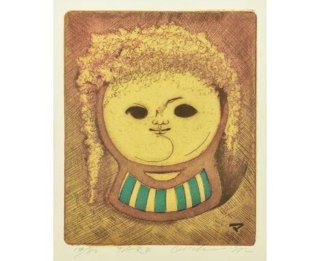 Y Makoto Ouchi (Japanese, 1926 - 1989)TaroColoured etching 'Iro' etchingSigned and titedLimited edition No. 17/80UnframedMeas