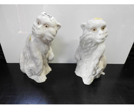 Pair of Ceramic Stylised Monkey Ornaments 