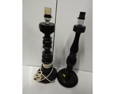 2x Heavy Treen Lamp Bases 
