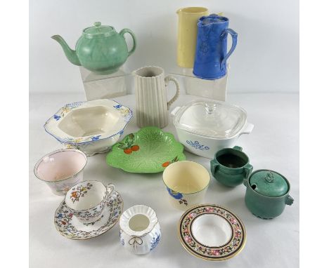 A box of assorted vintage ceramics to include: Carlton, Copeland Spode, Sadler &amp; Wedgwood. 