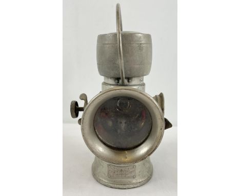 A early 20th century Joseph Lucas Ltd King of the Road No. 630 motor car lamp. With hinged front opening 3" diameter clear gl