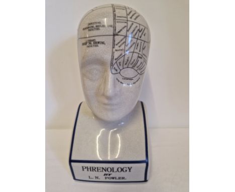 A ceramic L.N. Fowler phrenology head. Approx. 29cm tall. 