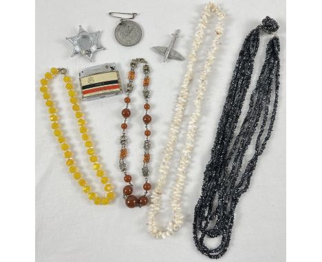 A small collection of assorted vintage misc items. To include: Sweet Caporal advertising lighter, glass &amp; shell beaded co