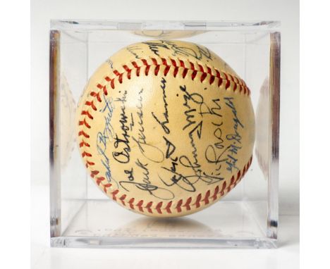Original New York Yankees 1951 World Series winning team signed baseball. Includes Hall of Famers Mickey Mantle, Joe DiMaggio