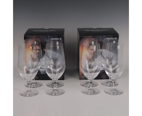 The Morberg Collection has 8 clear crystal stemmed glasses, 4 to a box. Signed by Artist. Orrefors mark. This item has its or