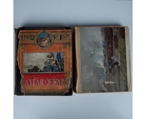 Set of two historical English albums entitled A Year of War filled with documents from World War I made to "remind the Empire