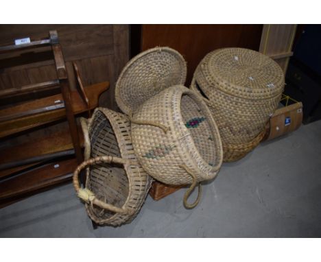 A selection of baskets including hamper style