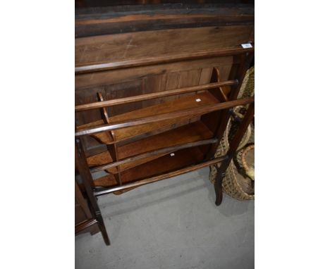 A Victorian stained frame towel rail and wall shelf