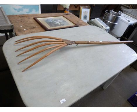 VINTAGE WOODEN HAY FORK