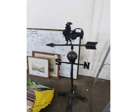 IRON WEATHER VANE WITH COCKEREL MOUNT