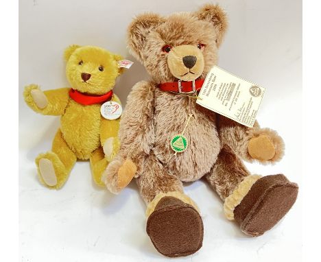 A small Steiff 100 year anniversary bear, together with a larger rare (Limited European Edition of 250) mohair Hermann Sonneb