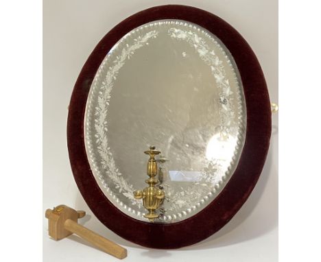 A velvet-edge mirror back sconce with etched fruit and vine design (missing arms, h- 56cm, w- 46cm), together with a Mawhood'