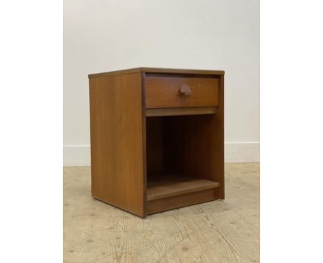 John and Sylvia Reid for Stag, a 'C' range teak bedside table, fitted with a drawer and open shelf. H58cm, 44cm x 44cm.&nbsp;