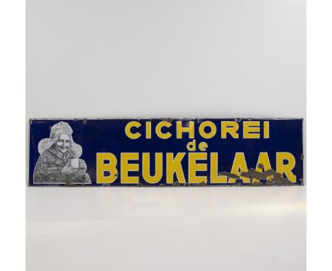 Enamel advertising sign Chicory de Beukelaar, 1933Emaille reclamebord Cichorei de Beukelaar, 193349.5 x 200 cm