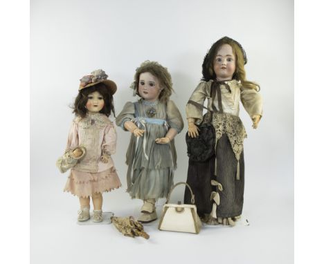 Collection of 3 dolls, German, Simon &amp; Halbig on original articulated body and Armand Marseille 'Sprayed bisque', French,