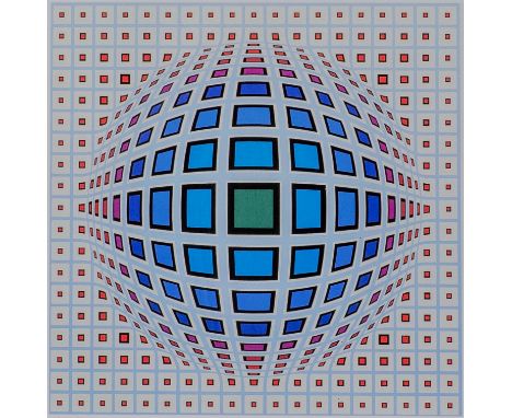 Victor VASARELY (1906-1997), colour lithograph, numbered 37/150, signed in facsimile and intaglio stamped  Edition impression