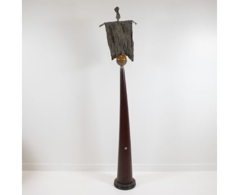 Dirk DE KEYZER (1958), bronze sculpture on wooden ball and pole 'Balance', numbered ae 3/4 and signedDirk DE KEYZER (1958), b