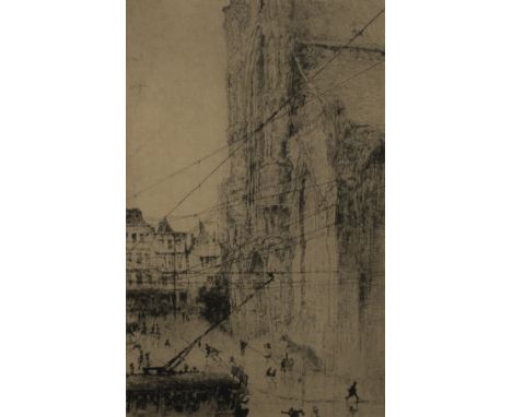 Jules DE BRUYCKER (1870-1945), etching 'L'église St Nicolas Gand', signedJules DE BRUYCKER (1870-1945), ets 'L'église St Nico