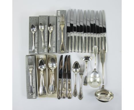 Silver cutlery including that of the militia guild St Sebastiaan: 43 coffee spoons, 13 forks and spoons, ladle, vegetable spo
