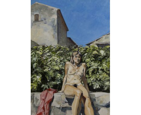 Johan VAN VLAENDEREN (1952), oil on canvas Seated Nude in BalazucJohan VAN VLAENDEREN (1952), olie op doek Zittend naakt in B