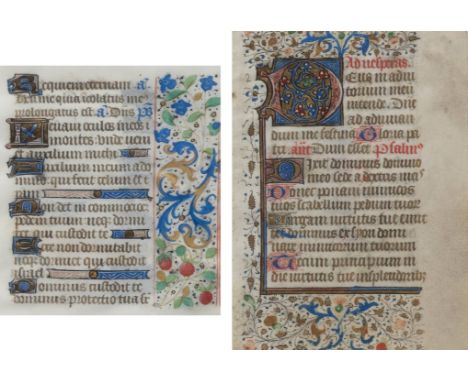 2 manuscripts book of hours, manuscript on parchment illuminated with gold and watercolour c. 1480 and parchment Bruges manus