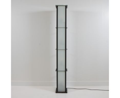 Opal floor lamp by Fabiaan van Severen, made in black lacquered metal and translucent opale glass, Belgium 1990-2005Opale vlo