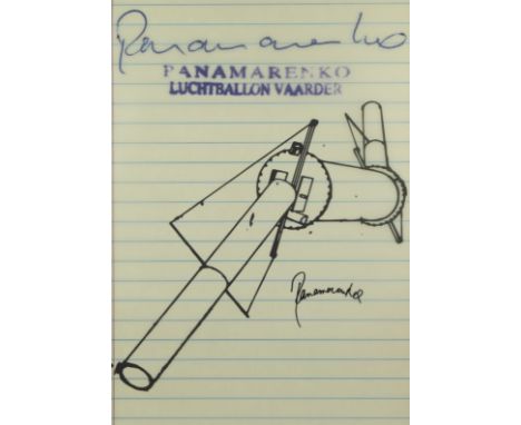 PANAMARENKO (1940-2019), screenprint on lime paper 'Panamarenko luchtballonvaarder', hand-signedPANAMARENKO (1940-2019), zeef