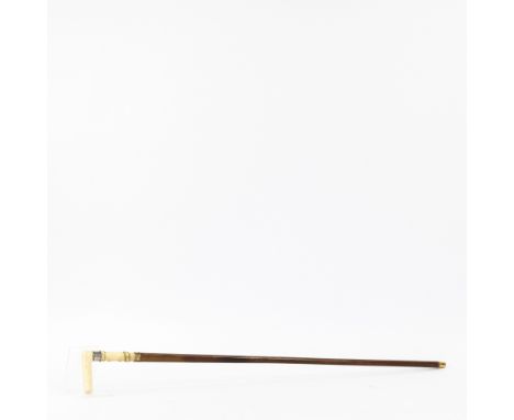 Antique walking stick with concealed blade, handle in bone and silverAntieke wandelstok met verborgen degen, handvat in been 