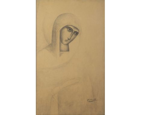 Oscar COLBRANDT (1879-1959), pencil drawing Madonna, signedOscar COLBRANDT (1879-1959), potloodtekening Madonna, getekend60 x