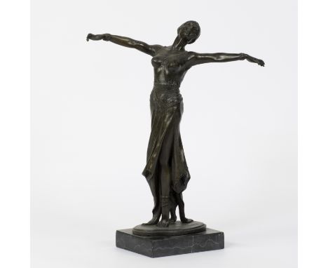 Agathon LÉONARD (1841-1923), bronze sculpture La danseuse on marble base, signedAgathon LÉONARD (1841-1923), bronzen beeld La